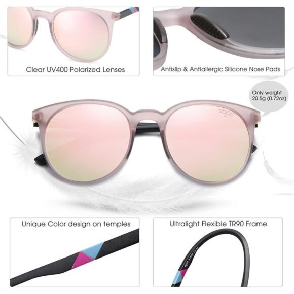 Oversized Round Polarized Sports Sunglasses for Women Men, Ultralight main image 4